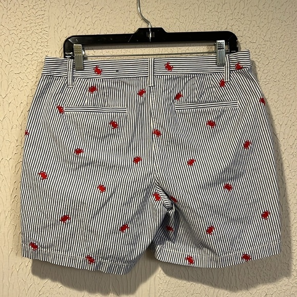Talbots Girlfriend Chino Crab embroidered pinstriped shorts size 10 - Picture 7 of 9